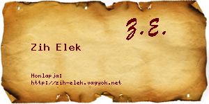 Zih Elek névjegykártya